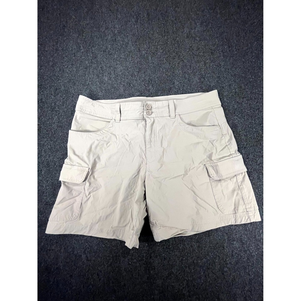 Eddie Bauer Cargo Shorts Womens 12 Tan Utility Pockets Flat Front Hiking Travel